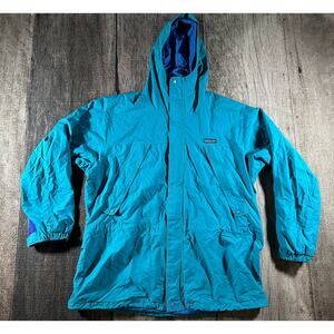 Vintage Patagonia Jacket Mens XL Teal Blue Hooded Windbreaker